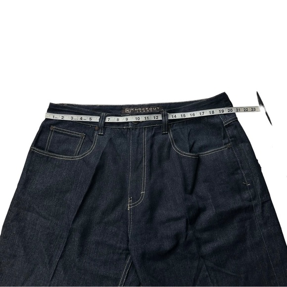 Knockout Jeans Los Angeles Mens Dark Wash Blue Jean Shorts Size 40 Hip Hop Baggy - Picture 5 of 13